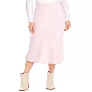 138$ Karen Kane Satin Bias Cut Midi Pull On Skirt High Rise Women's Size S Pink